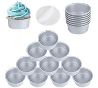 18 teglie rotonde da 10,2 cm con 100 carte da forno, stampi in alluminio per chiffon, spugna, mousse, cheesecake, pizza