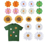 18 Toppa Termoadesiva per Tessuti, Adesivi per Stoffa Colorate, Patch per Vestiti Margherita Girasole, Toppe Vestiti da Ricamo per Indumenti, Pantaloni e Borse