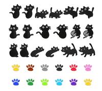 18 Toppe Termoadesive Per Gatti E 12 Toppe Con Impronta, Graziose Toppe Ricamate, Toppe In Tessuto, Toppe Decorative Per Vestiti, Toppe Da Cucito, Adatte Per Vestiti, Borse, Cappelli, Ecc.