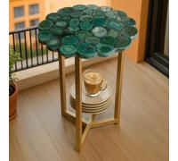 18 " Verde Agata Rotondo Caffè Lato Tavolino - Affascinante Arredo Casa Pezzi