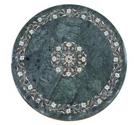 18 " Verde Marmo Lato Estremità Table Top Floreale Pietre Semi Preziose Inlay