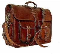 18 " Vintage Handmade Cartella Borsa di Pelle Valigetta Portatile Unisex Borsa