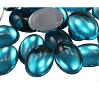 18 x 13 mm blu Aqua .QR Cabochon acrilico ovale strass gemme di plastica abbellimenti per artigianato, costumi, inviti di biglietti, gioielli, cosplay - 25 pezzi