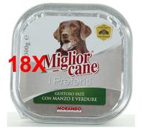 18 X Miglior Cane I Preferiti Pate' Manzo E Verdure Vaschetta 300 Grammi