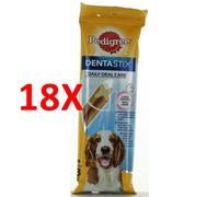 18 X Pedigree Dentastix Dog Medium 10-25 Kg Stick 3 Pezzi