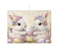 18 x tappetino di essiccazione per piatti di coniglio pasquale per bancone cucina bella scolapiatti floreale assorbente primavera tappetino in microfibra per la decorazione del bancone della cucina