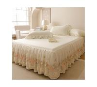 180*200cm Gonna Letto Con Volant Avvolgente Cotone Lavabile 3 Pezzi Altezza Coprirete Per Letto 45 Cm Inverno Addensato Caldo Copriletto Antiscivolo Lenzuola Con Federe(White B,Super/Ck King-200*220)