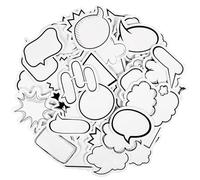 180 adesivi per dialogo per scrapbooking, autoadesivi, vuoti, di diverse forme, minimaliste, etichette per fumetti, album fotografici, agenda, diario (4 scatole)