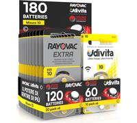 180 Batterie per Apparecchi Acustici Rayovac Extra Advanced 10. 180 Pile: 120 Ra