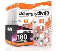 180 Batterie Per Apparecchi Acustici Udivita Misura 13 - Pile Zinco Aria con Tecnologia Phono Pulse Prive di Mercurio - 30 Blister da 6 Pile