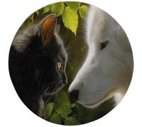 180 cm Colore Tappeto Rotondo Salotto, Natura Animali Gatti Cucciolo Di Lupetto Stampa, MorbidoTappetini Antiscivolo Tappeto, per Bambini Cameretta Cucina Casa Zona Balcone Tappet Tavolino