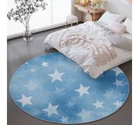 Ø 180 cm Rotondo Salotto Tappeto, Astratto Minimalista Gradiente Stelle Antiscivolo Domestica Decor Tappeti - Blu Lavabile Grande Pelo Corto Tappeto per Bambini Cameretta Cucina Balcone