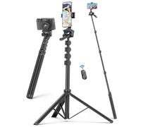 180 CM Treppiede Smartphone, Alluminio Treppiedi con Telecomando & Supporto Telefonico, Estensibile Treppiede Fotocamera & Bastone Selfie, Stabile Treppiedi Cellulare Compatible con iPhone/Android
