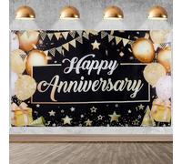 180 cm x 110 cm, sfondo con scritta "Happy Anniversary", decorazioni per feste di anniversario e matrimoni, San Valentino, poster di sfondo per cabina fotografica
