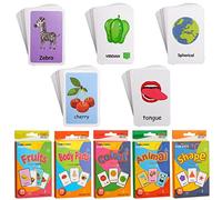 180 Flashcard di Apprendimento, Carte Flash Inglese - Frutta, Animali, Colore,Forma, Parti del Corpo, Educative Cards Carte Cognitive per giocattoli educativi precoci di apprendimento giocattolo