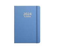 180 fogli di agenda inglese, formato A5 2024, in ecopelle, copertina rigida, carta resistente a inchiostro, 360 pagine, elegante, con elastico, perfetto per album da schizzi blu (Sky Blue, taglia