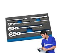 180 gradi - Set di chiavi a cricchetto flessibili, chiave combinata, 6 pezzi, 72 denti | 1/4 3/8 1/2 pollici auto kit attrezzi automobilistici per garage riparazione auto manutenzione T barre