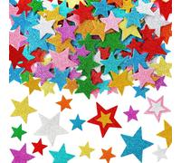 180 pezzi Adesivi in schiuma glitterati a forma di stella colorati per San Valentino, 10 colori di stelle glitterate autoadesive, adatti per regali, lavoretti creativi per bambini e decorazione della 