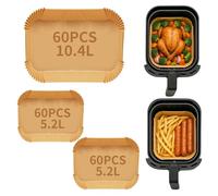 180 pezzi Carta forno per friggitrice ad aria per Flex Drawer Dual Zone 5.2L, 10.4L&10L,Carta forno friggitrice ad aria per Ninja AF500EU AF500EUCP,Buona resistenza al calore（180pcs）