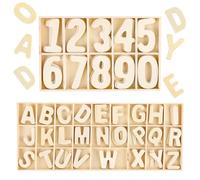 180 pezzi lettere in legno e numeri, 50 numeri in legno da 0 a 9 numeri e 130 pezzi in legno lettere maiuscole A-Z, numeri e lettere per feste fai da te e decorazioni per bambini