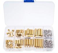 180 pezzi M2.5 Ottone Hex Standoff Distanziale Kit con Viti e Dadi - Maschio/Femmina, Oro/Argento, per Elettronica & PCB Montaggio
