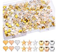 180 Pezzi Perline Misto Ciondolo Cuore Perline di Stella Perline Rotondo Colorato Miste Perline Fatto a Mano Artigianato DIY per Natale Valentine Creazione di Gioielli, Oro, Argento, Oro Rosa