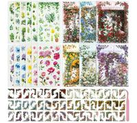 180 pezzi Scrapbook Stickers Hofecke, carta PET Scrapbook con 12 pezzi di adesivi floreali, accessori per junk junk journal e album di foto fai da te
