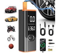 180 PSI Electric Air Pump, 8000mAh Rechargeable Portable Compressor with Pressure Gauge and Power Bank, Electric Air Compressor Battery 12V DC with LED for Car, Motorcycle, Bicycle Ball