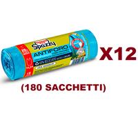 180 SACCHI SPAZZATURA DOMOPAK SPAZZY ANTIFORO 52x54CM BREZZA ALPINA +MANICI 28L