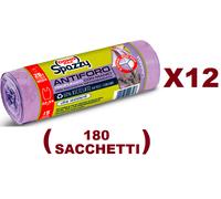 180 SACCHI SPAZZATURA DOMOPAK SPAZZY ANTIFORO 52x54CM LAVANDA CON MANICI 28L