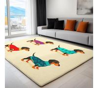 180 x 240 cm Tappeto Lavabili per Salotto Cameretta Bambino Ufficio, Giallo Crema Tappeti con fondo antiscivolo, Morbido Può Amare Animali Bassotto Tappetino Barriera anti-umido