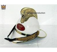 1800 NSW FB Brass White Fireman Helmet Riproduzione Vigile del fuoco SCA...