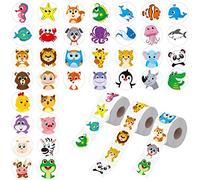 1800 PCS Adesivi Animali Rotondi, 36 Disegni Adesivi Ricompensa per Insegnanti Cartoni Animati Animali Selvatici/Fattoria/Marini per Bambini, Adesivo Decorazione Feste per Aula Scolastica Casa