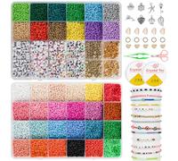 18000 Pezzi 36 Colori Perle Di Vetro Da 4 Mm Da Infilare, Set Di Perline, Perline Per Infilare Perline Per Creare Gioielli, Bracciali, Collane, Il Set Di Perline Contiene 512 Lettere Accessorie