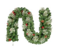 180cm/6ft Ghirlande Natale Artificiali in Rattan con 2 Tipi di Foglie di Pino 160 Punte, 8 Pigne, 8 Bacche Rosse, Ghirlanda Verde Sospesa per Scale, Finestre, Caminetti, Pareti, Decorazioni natalizie