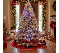 180cm Albero di Natale Artificiale Innevato 250 LED RGB Premium Abete Natalizio Base Metallica Pieghevole 1000 Punte Rami Decorazione Bianco 2025