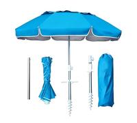 180cm Ombrellone Da Spiaggia Portatile 3-Pieghevole Con Design Inclinabile, Protezione UV UPF 50+, Parasole Solare Impermeabile Con Borsa Di Trasporto Per Giardino, Terrazzo & Piscina(Light blue)