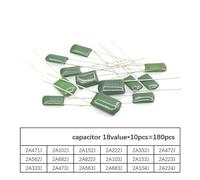 180pcs=18value*10pcs Polyester film capacitor Assorted Kit contains 2A104J 2A332J 2A472J 2A103J 2A333J 2A473J 2A563J 2A223J CZAOINCU