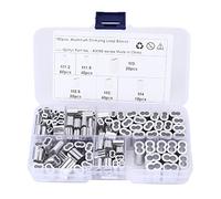 180pcs Kit Manica a Crimpare, Ghiera a Doppia Canna in Alluminio di 6 Dimensioni, Passante a Crimpare a Doppia Canna Universale per Estremità della Linea del Cavo della Fune Metallica