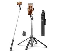 182CM Bastone Selfie Treppiede, Selfie Stick con Telecomando e Supporto Telefono Cellulare, Stabilità a Quattro assi, Treppiede Smartphone con Vite da 1/4 Compatibile con iPhone/Samsung/Gopro/Camera