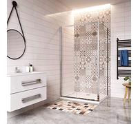 185 cm Box Doccia Angolare Porta Scorrevole con Parete Fissa Vetro Temperato 5 mm Trasparente Telaio Cromato Lucido 110x70 cm
