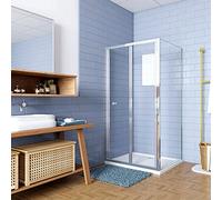 185cm Box Doccia Angolare Porta a Soffietto con Parete Fissa 70x80cm in Vetro Temperato Trasparente 5 mm Profilo Cromo Lucido