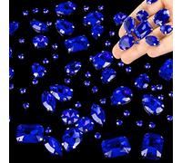 186 Pcs Glass Rhinestones, Clear Crystal, Metal Claw Rhinestones, Glass Sewing Gemstones, Sewing On Claw Rhinestones, For Craft Decoration, Dress Sewing Decoration (Blue)