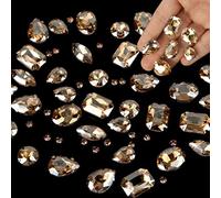 186 Pcs Strass en Verre, Cristal Clair, Diamant Decoration，Pierres | (Champagne) Robe de Couture Décoration d'Artisanat, pour Griffe, sur Coudre à Précieuses