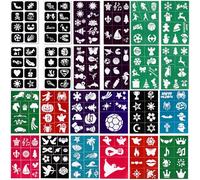 186 Riutilizzabili Stencil Truccabimbi, Stencil Tatuaggi Per Bambini, Set Di Stencil a Colori Facciali, Tatuaggi Temporanei, Per Bambini Adulti,Carnevale,Compleanni,Halloween Natale