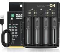 18650 Caricabatterie Caricabatterie Rapido 4 Slot 3.6-4.2v Li - ION Caricabatterie Ricaricabile: 10440 16340 18650 18700 20700 21700 22650, 1.2-2.4v Nimh/NiCd: AAAA, AAA, AA, SA, SA, SA, C, C