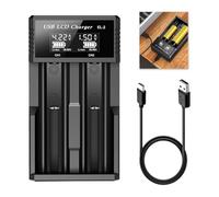 18650 Caricabatterie, Caricatore Batterie con Display LCD, Caricabatterie USB per Batterie Li-ion 3.7V 1.2V, Compatibile con 21700 20700 26650 26700 16340 14500 con Protezione PCB, Carica Rapida