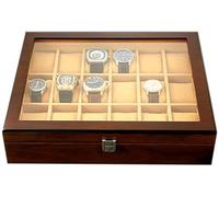 -188 Storage Box- Watch Box Organizer Watch Case for Men Women Wooden 18 Slots for Display Storage Watch Holder with Glass Top(Black-8+0(1))