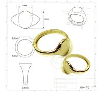 18ct Massiccio Oro Donna ' per Bambini Ovale Pinky Sigillo Anelli 9x7mm 750 UK
