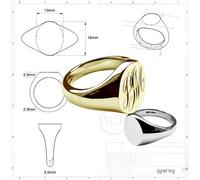 18ct Solido Oro Giallo Monogramma Sigillo Anelli Ovale 750 UK
